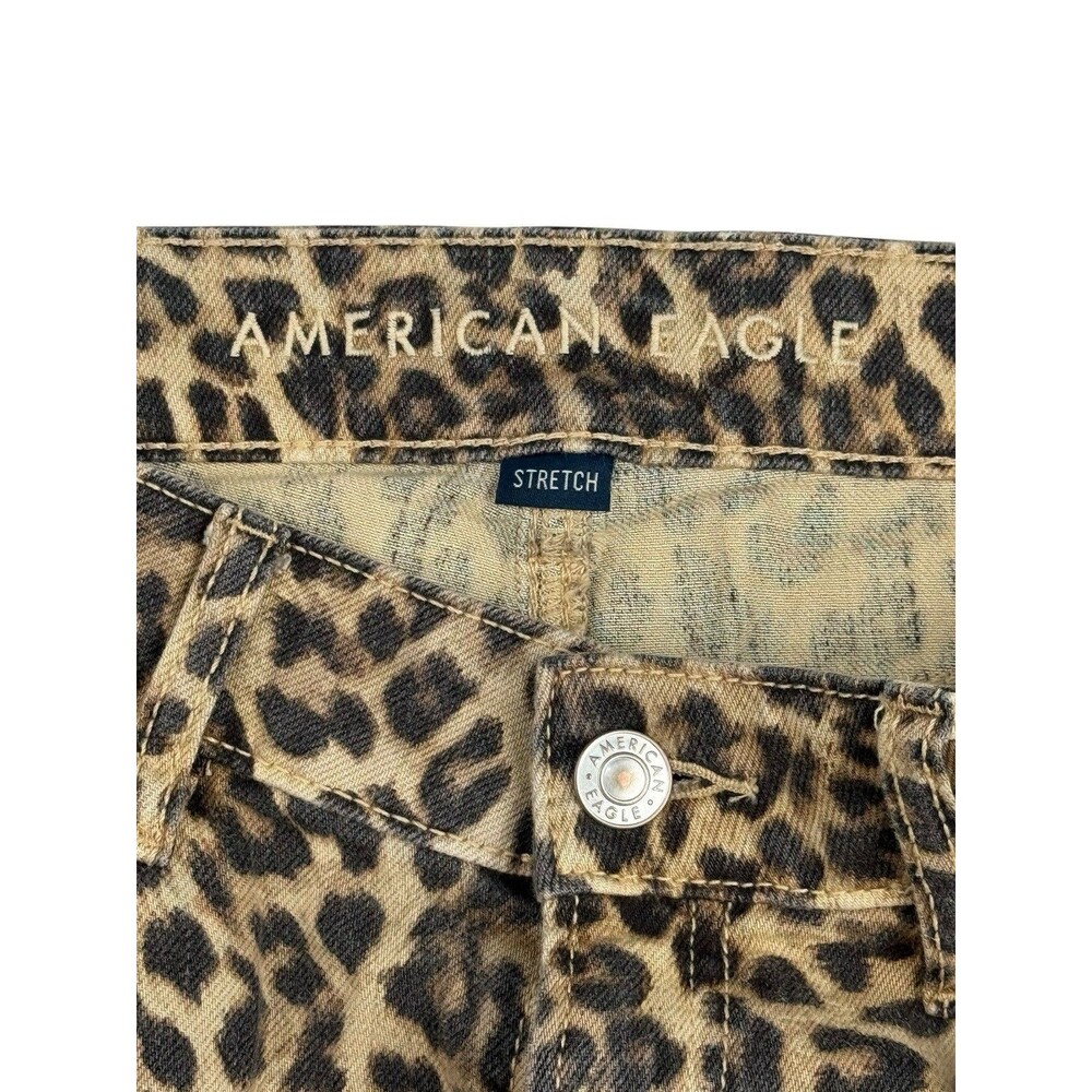 American Eagle Low Rise Baggy Wide Leg Leopard Print Jeans Women’s Size 00 - Picture 3 of 9